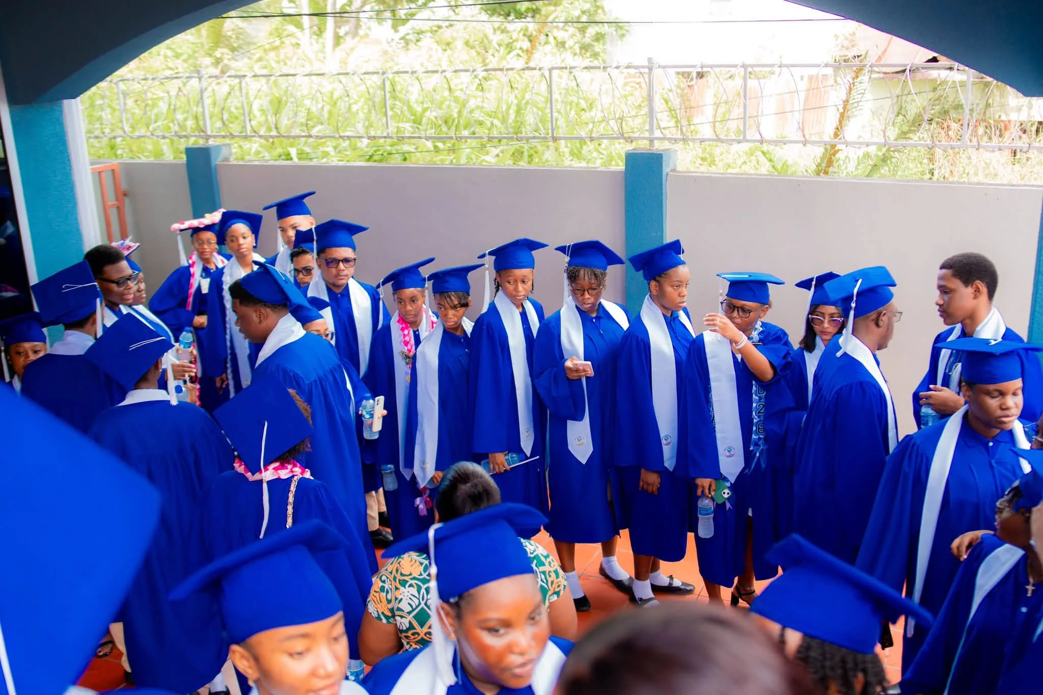Morgan’s Learning Centre graduates gathered in blue gowns